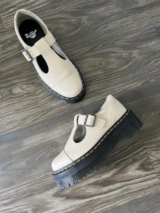 Dr. Martens Shoes - Dr. Martens Cream Platform Mary Janes - US 7